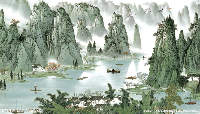 花鸟山水国画风景